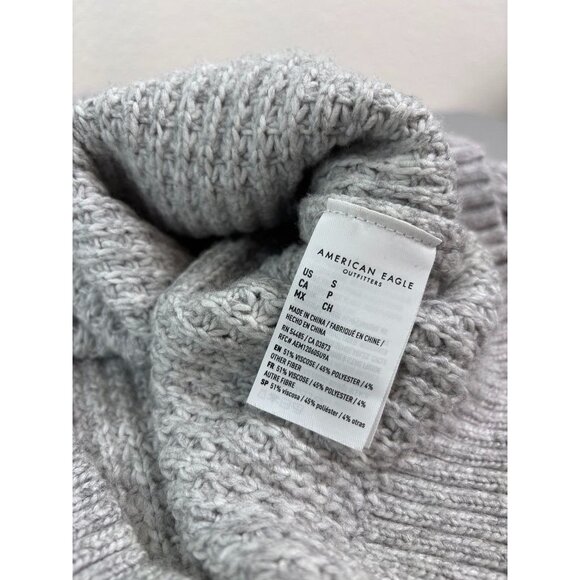 American Eagle women's small light grey waffle knit mock neck sweater casual - Picture 7 of 7